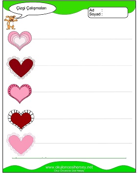okul öncesi çizgi çalışma sayfaları
